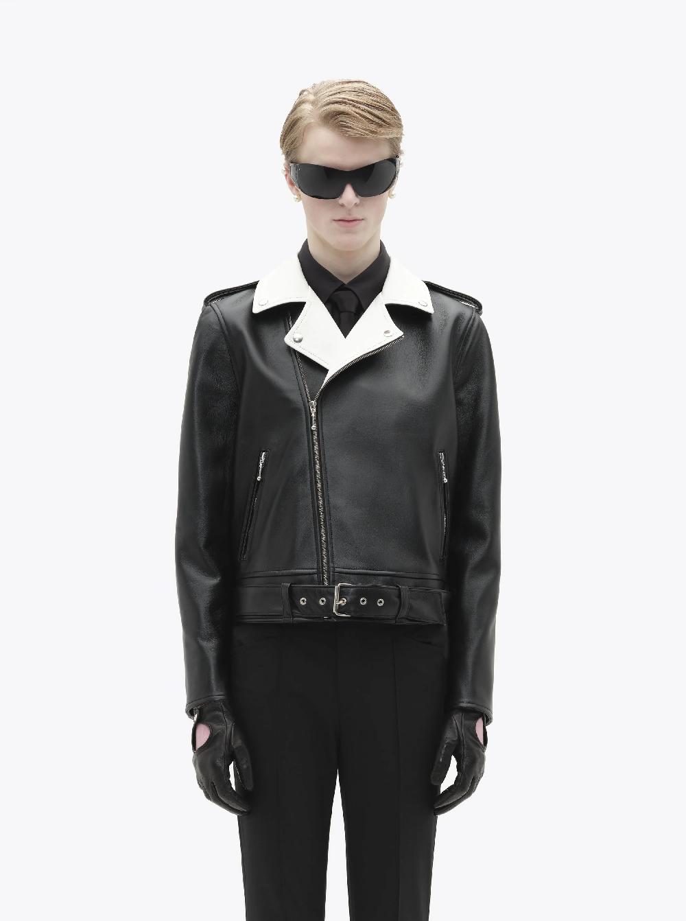Ernest W. Baker BLACK & WHITE LEATHER PERFECTO JACKET