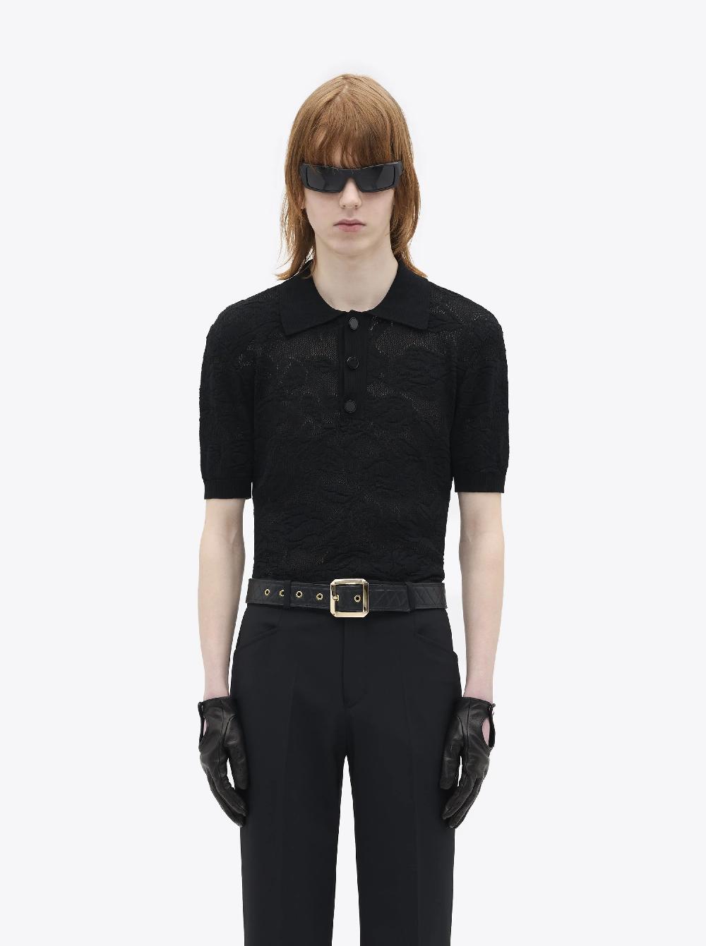 Ernest W. Baker CROCHET ROSE POLO - BLACK