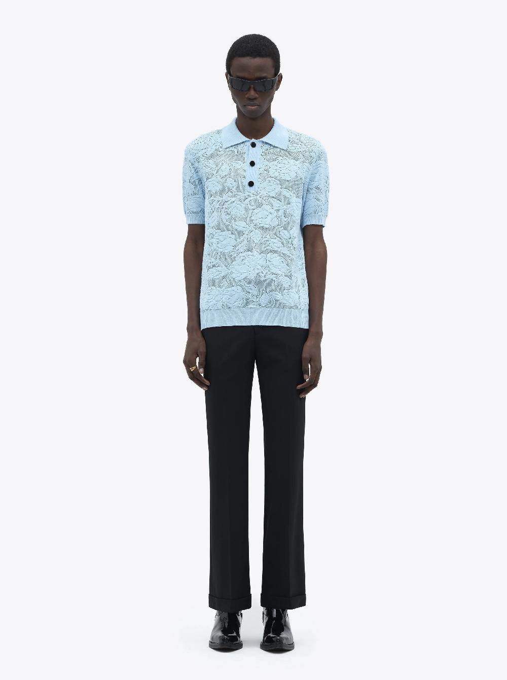 Ernest W. Baker CROCHET ROSE POLO - LIGHT BLUE
