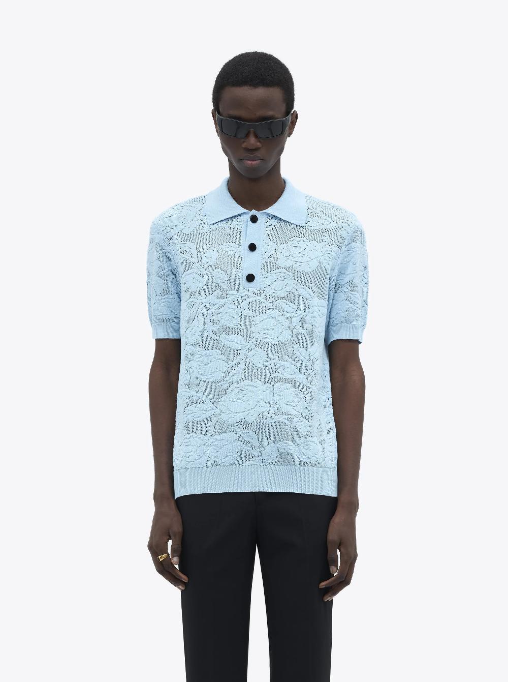 Ernest W. Baker CROCHET ROSE POLO - LIGHT BLUE