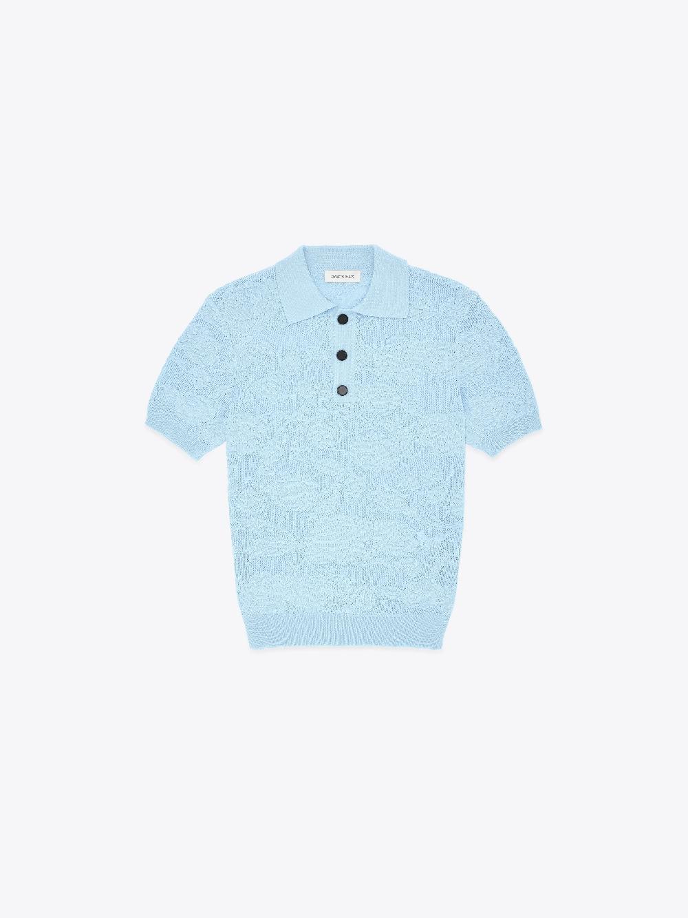 ernest w. baker CROCHET ROSE POLO - LIGHT BLUE