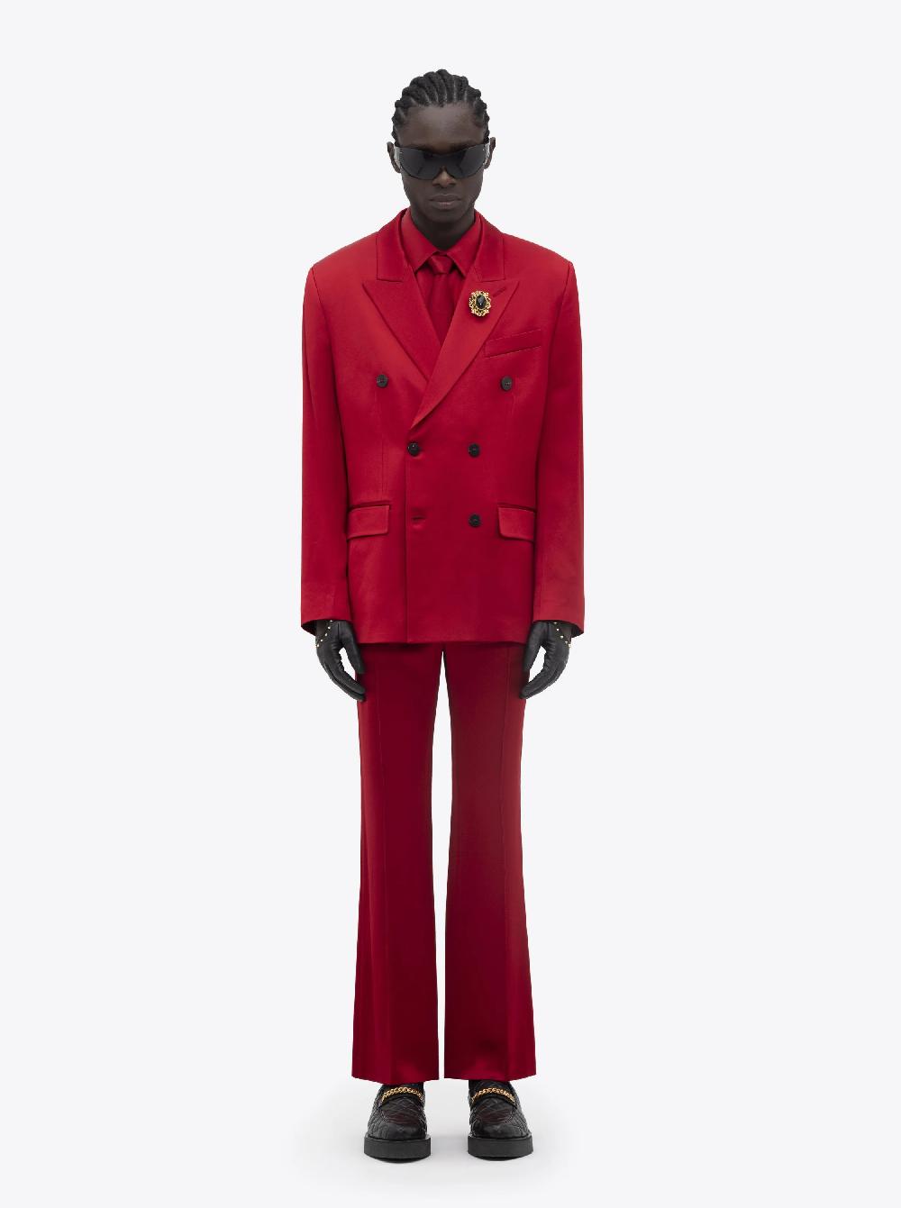 Ernest W. Baker DOUBLE BREASTED BLAZER - RED SATIN
