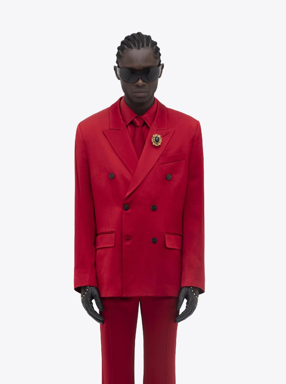 Ernest W. Baker DOUBLE BREASTED BLAZER - RED SATIN