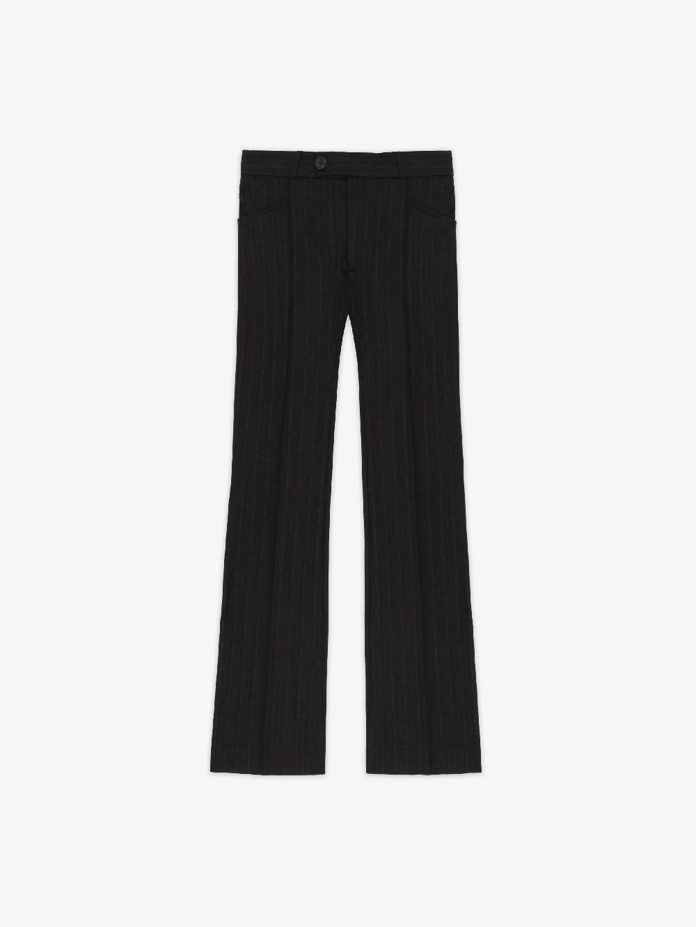 ernest w. baker FLARE TROUSERS - BLACK & RED PIN STRIPE