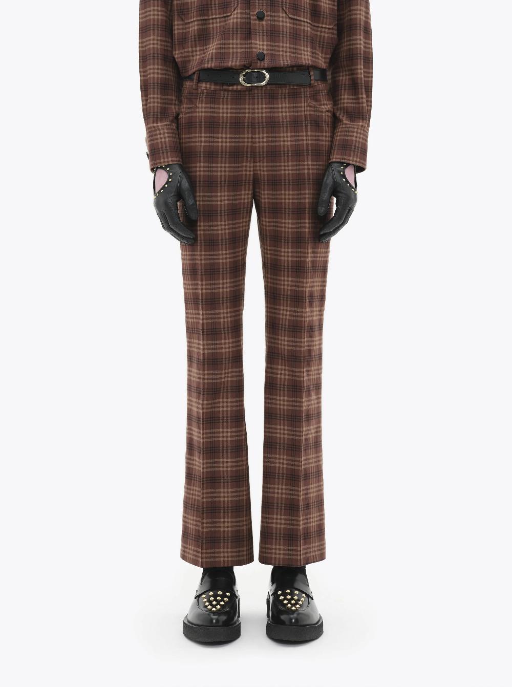 Ernest W. Baker FLARE TROUSERS - BROWN CHECK