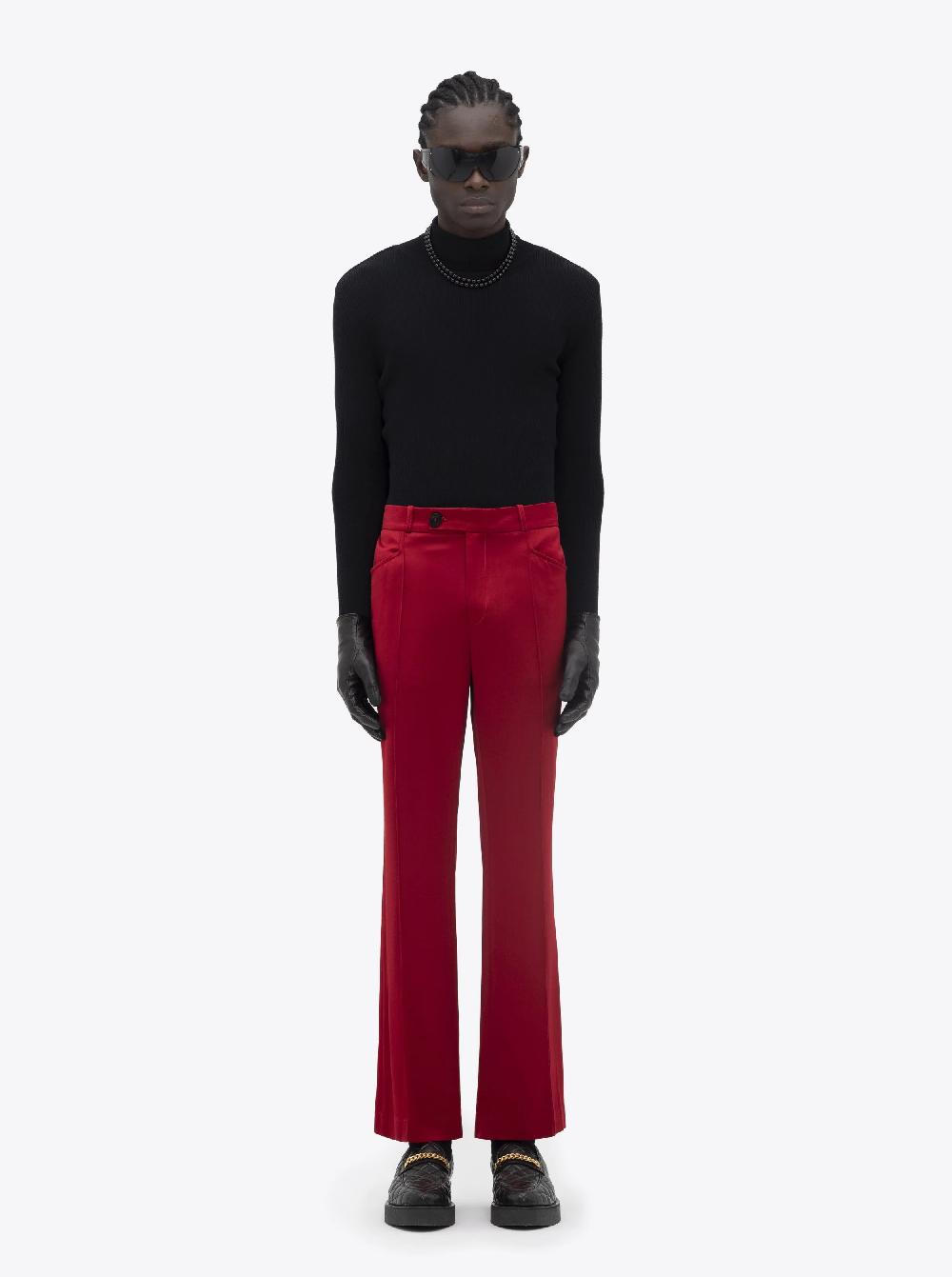 Ernest W. Baker FLARE TROUSERS - RED SATIN