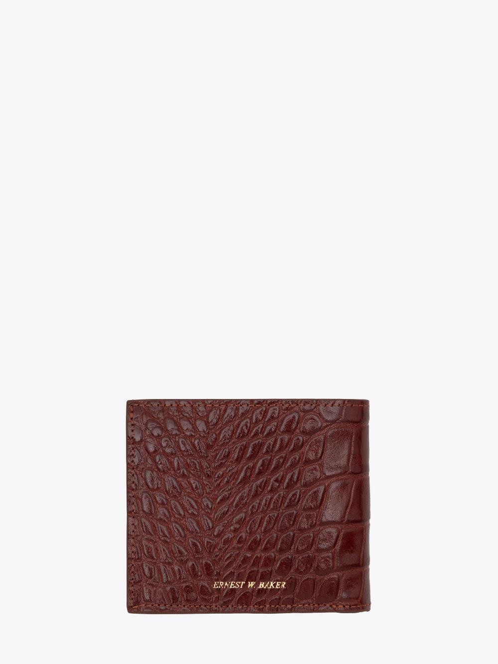 Ernest W. Baker Gold Edge Wallet - Brown Crocodile