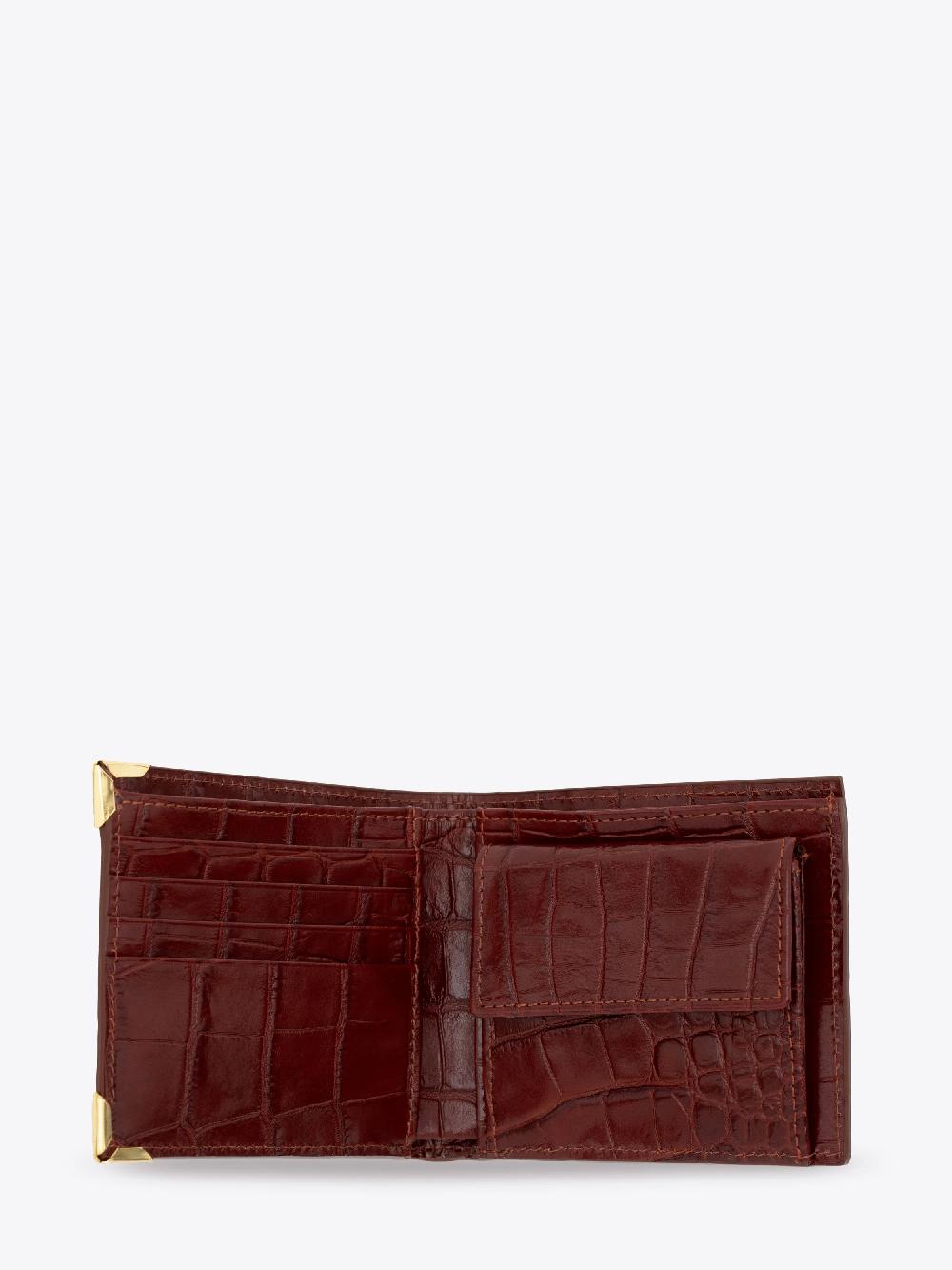 Ernest W. Baker Gold Edge Wallet - Brown Crocodile