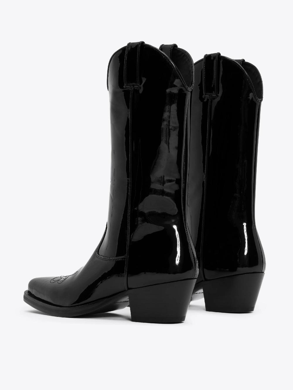 Ernest W. Baker HIGH WESTERN BOOTS - BLACK PATENT