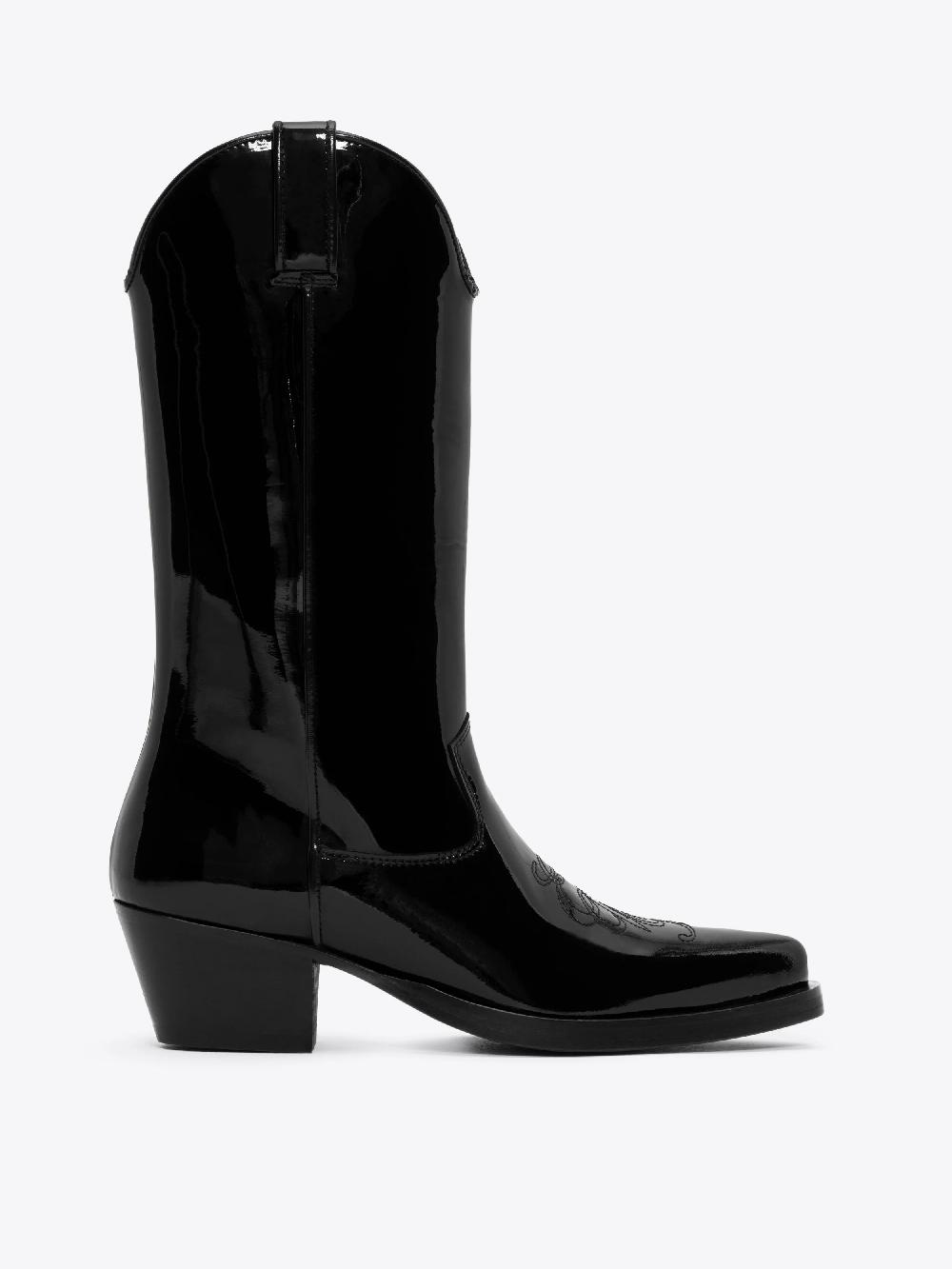 ernest w. baker HIGH WESTERN BOOTS - BLACK PATENT