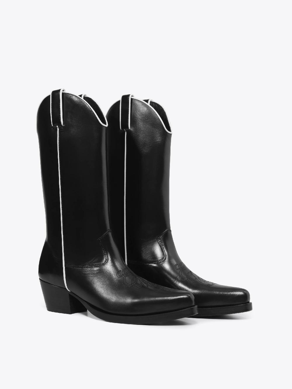 Ernest W. Baker HIGH WESTERN BOOTS - BLACK & WHITE