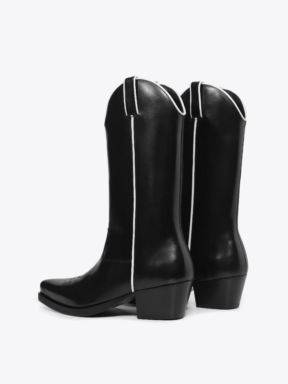 Ernest W. Baker HIGH WESTERN BOOTS - BLACK & WHITE