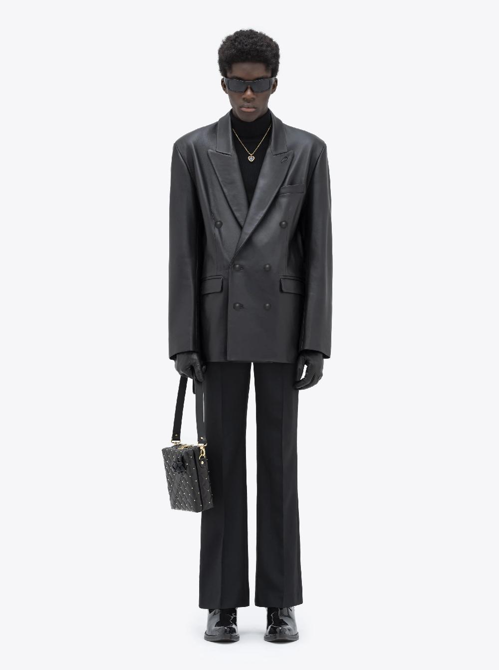Ernest W. Baker LEATHER DOUBLE BREASTED BLAZER
