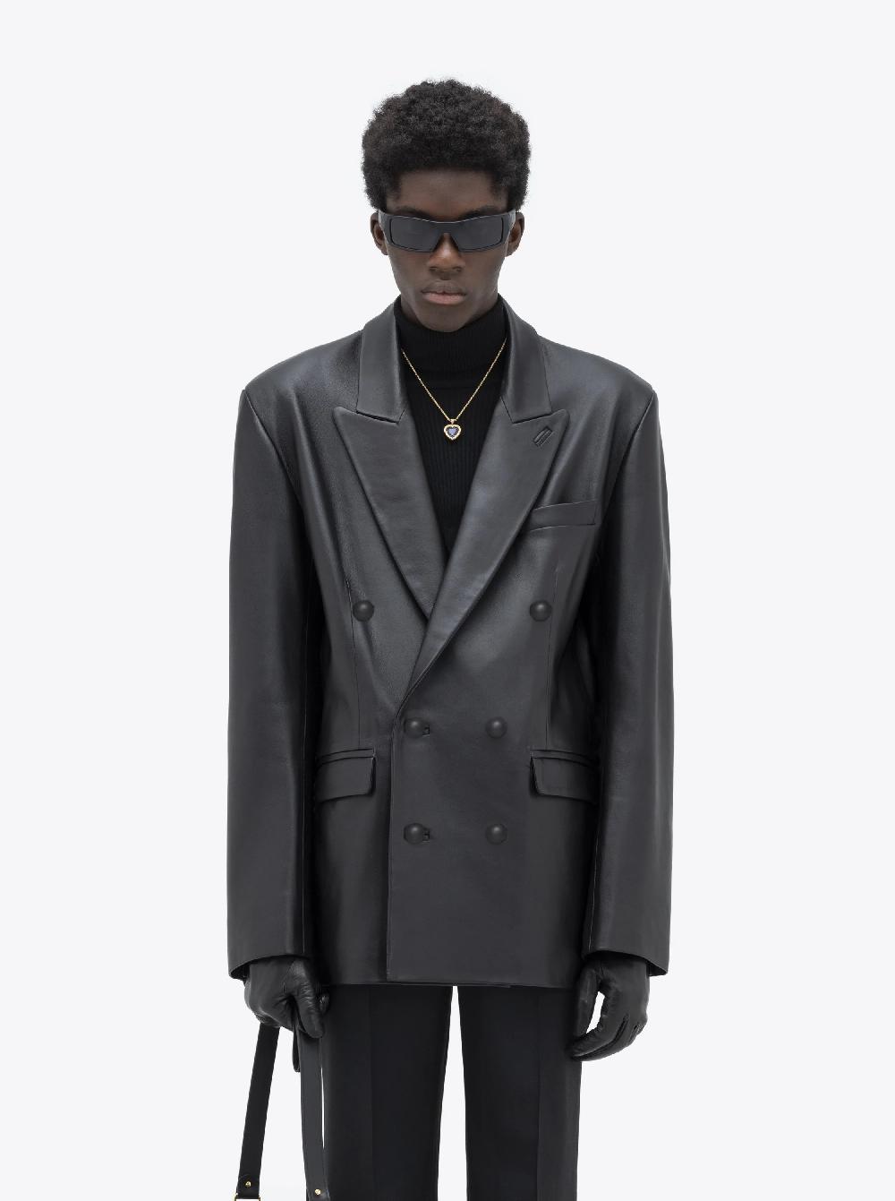 Ernest W. Baker LEATHER DOUBLE BREASTED BLAZER
