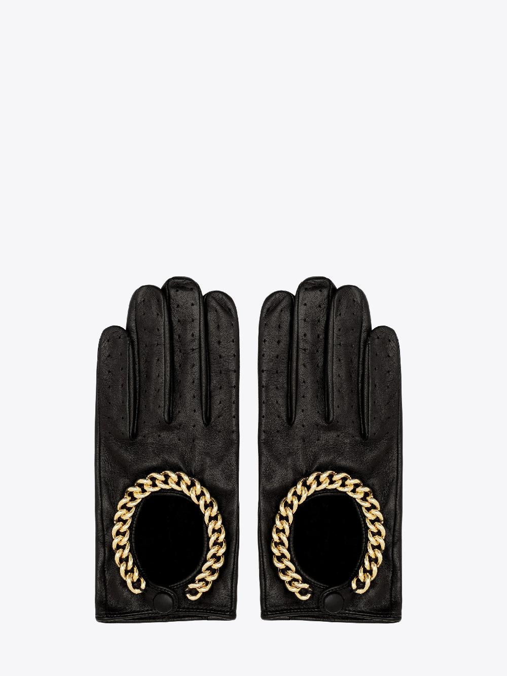 ernest w. baker LEATHER DRIVING GLOVES - GOLD CHAIN