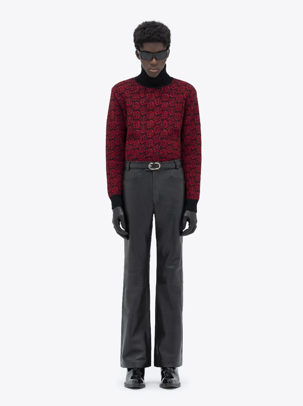Ernest W. Baker LEATHER FLARE TROUSERS - BLACK