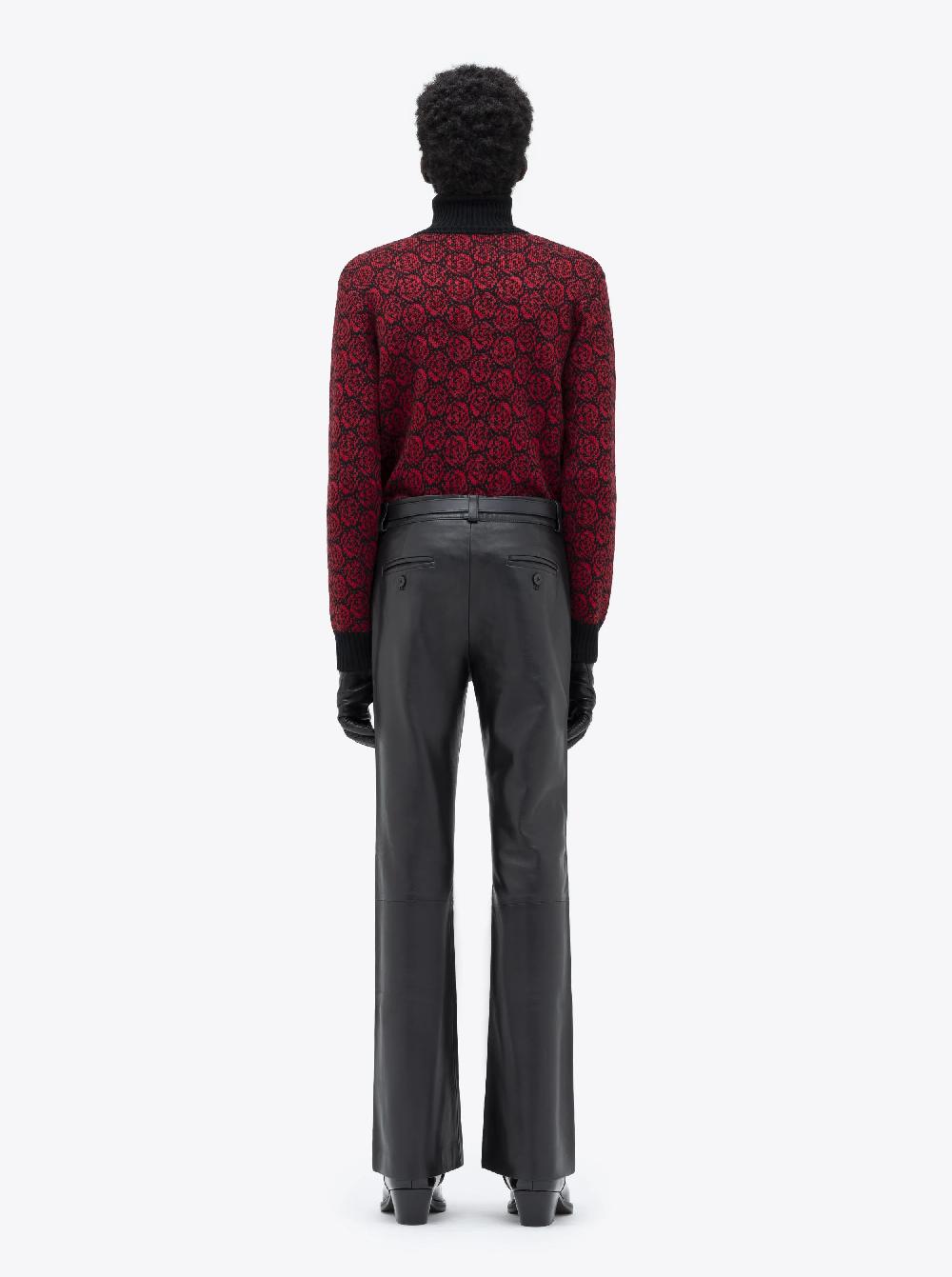 Ernest W. Baker LEATHER FLARE TROUSERS - BLACK