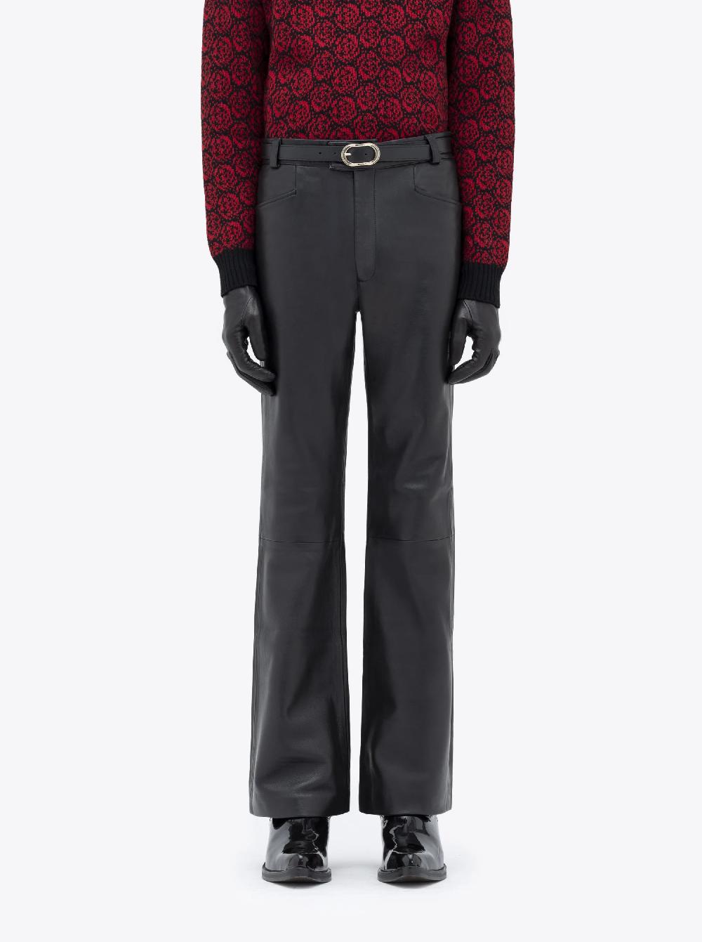 Ernest W. Baker LEATHER FLARE TROUSERS - BLACK