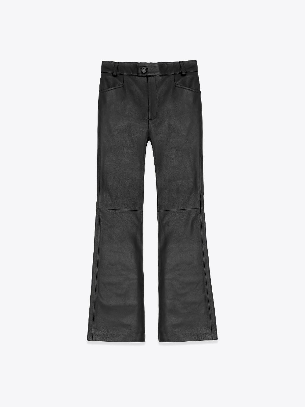ernest w. baker LEATHER FLARE TROUSERS - BLACK