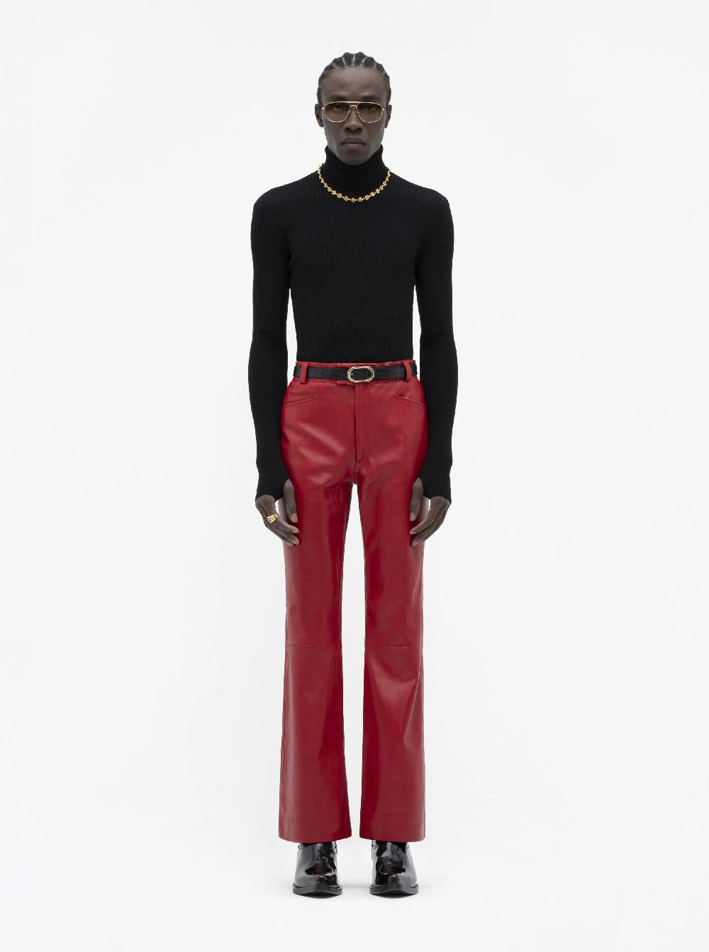 Ernest W. Baker LEATHER FLARE TROUSERS - RED