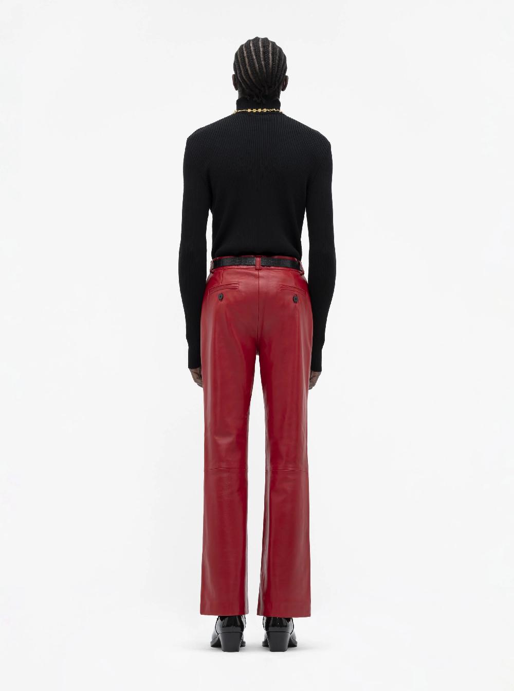 Ernest W. Baker LEATHER FLARE TROUSERS - RED