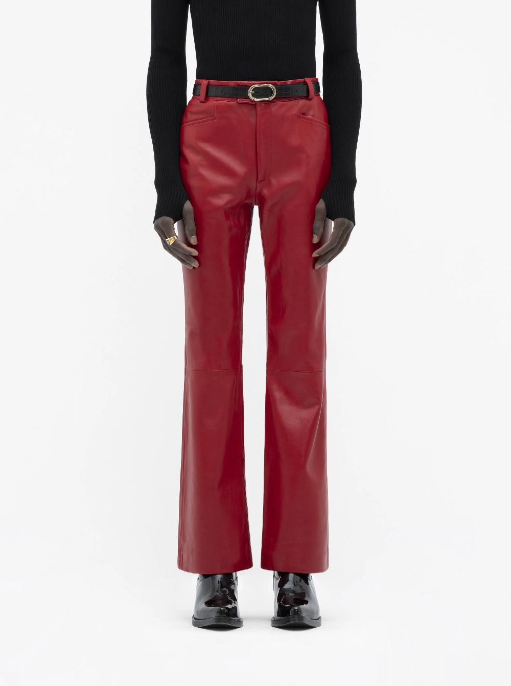 Ernest W. Baker LEATHER FLARE TROUSERS - RED