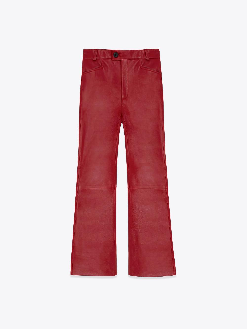 ernest w. baker LEATHER FLARE TROUSERS - RED