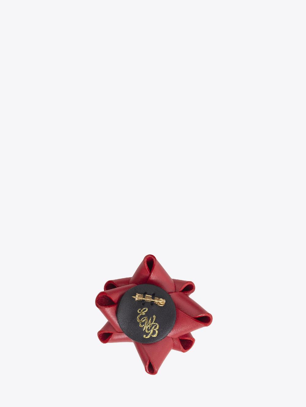Ernest W. Baker LEATHER PRESENT BROOCH - RED