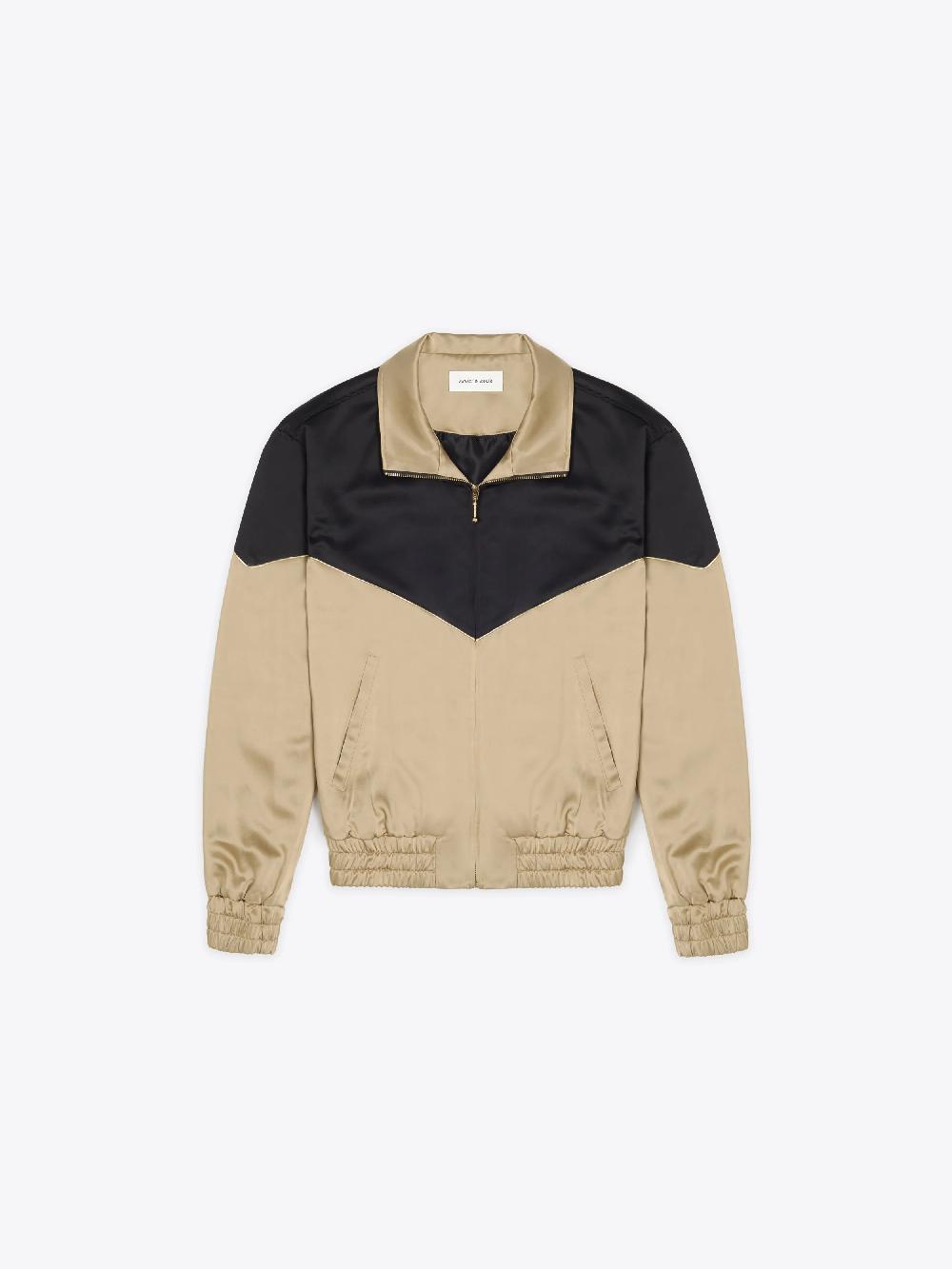 ernest w. baker SATIN TRACK JACKET - BEIGE & BLACK
