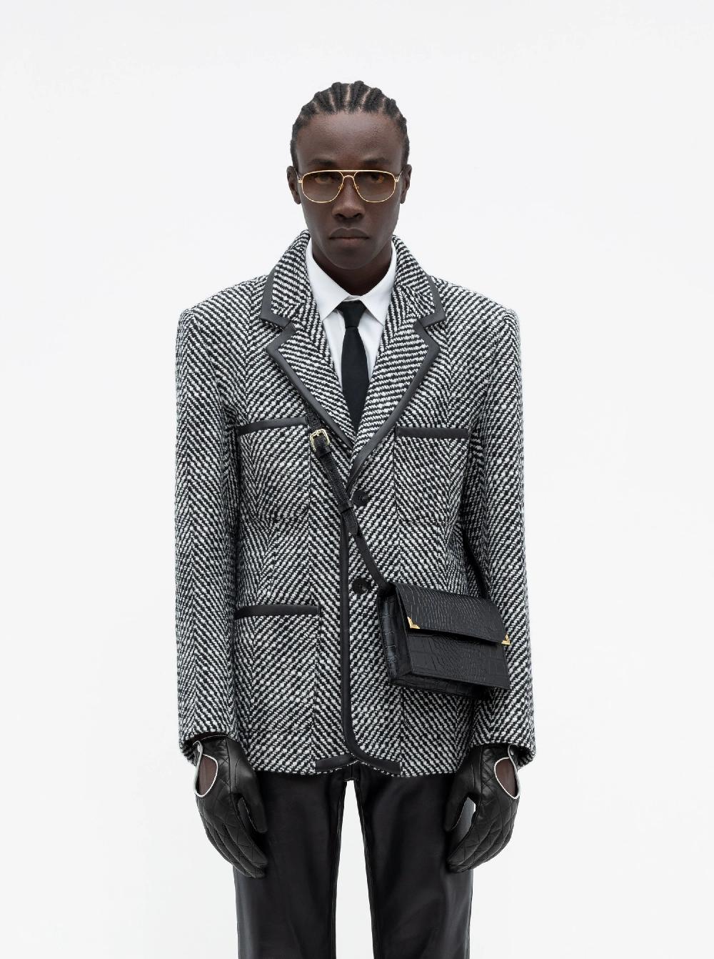 Ernest W. Baker Gold Edge Messenger Bag - Black Crocodile