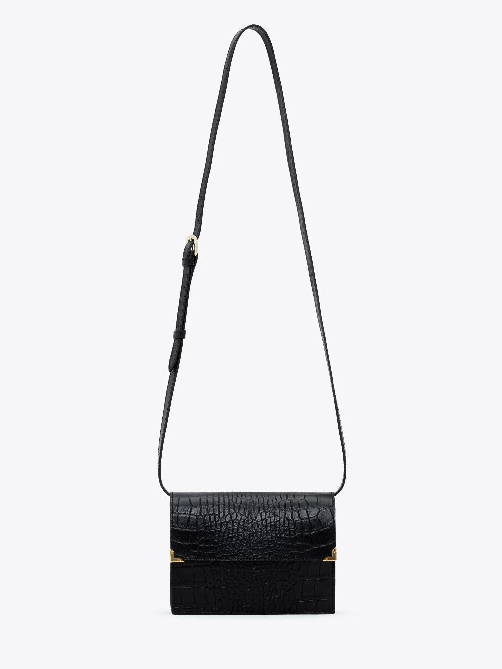 ernest w. baker Gold Edge Messenger Bag - Black Crocodile