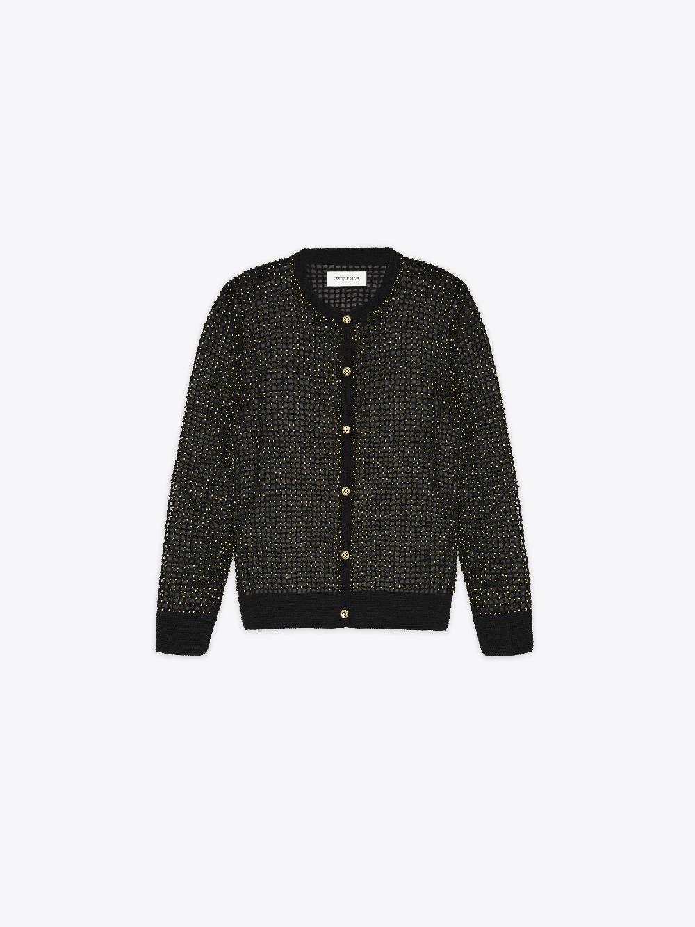 ernest w. baker HANDMADE EMBROIDERED GOLD BEAD CARDIGAN