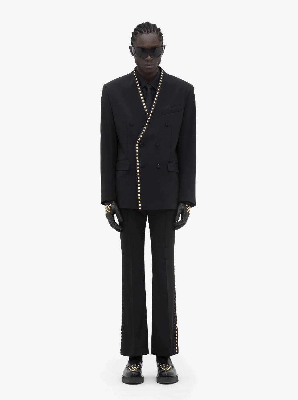 Ernest W. Baker LAPELESS DOUBLE BREASTED BLAZER - GOLD STUDS