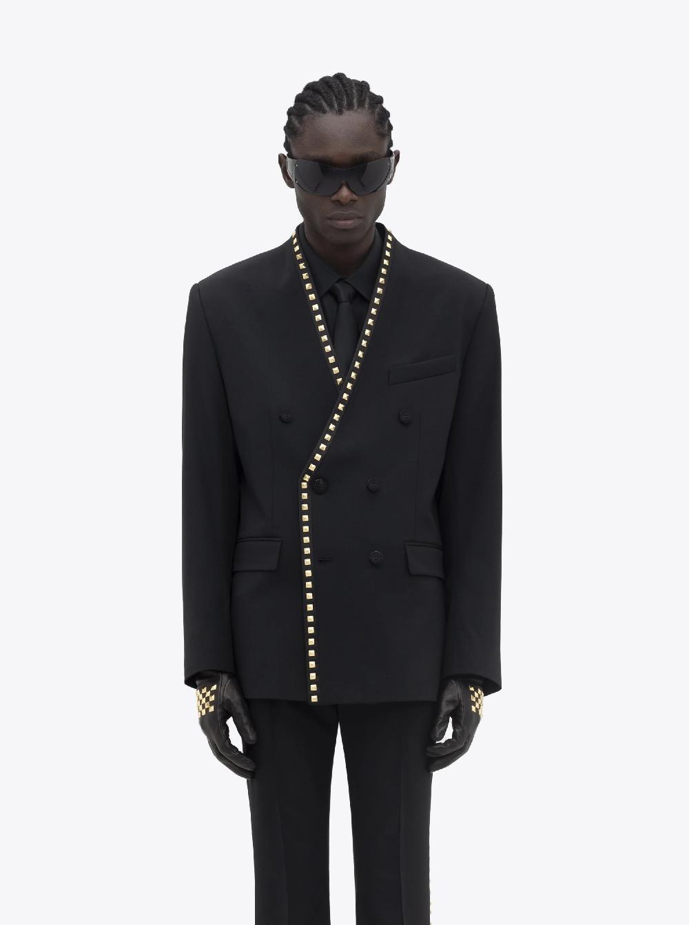 Ernest W. Baker LAPELESS DOUBLE BREASTED BLAZER - GOLD STUDS