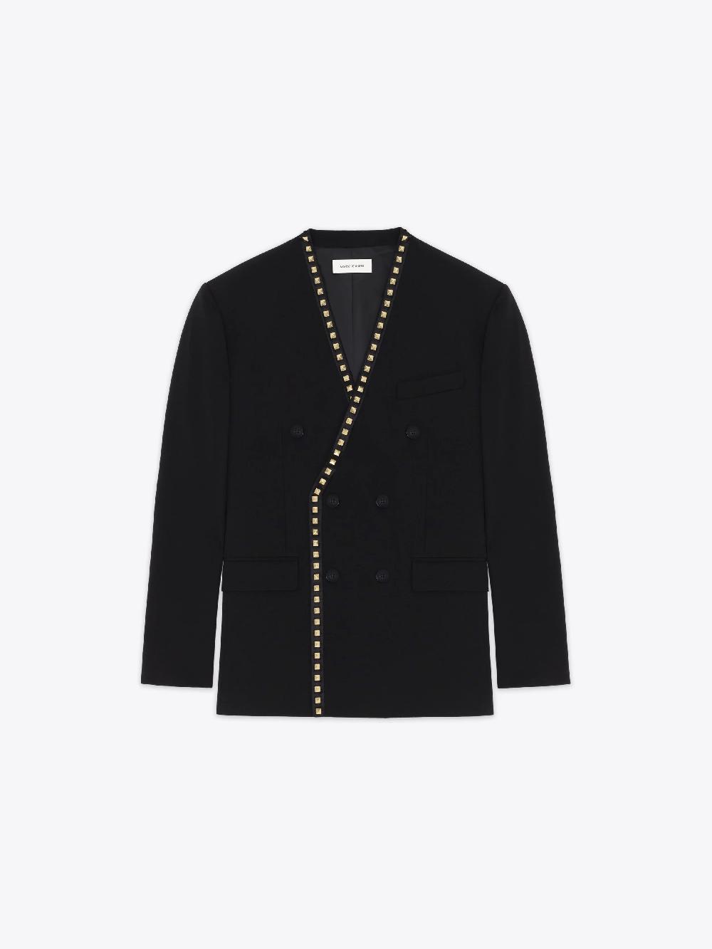 ernest w. baker LAPELESS DOUBLE BREASTED BLAZER - GOLD STUDS