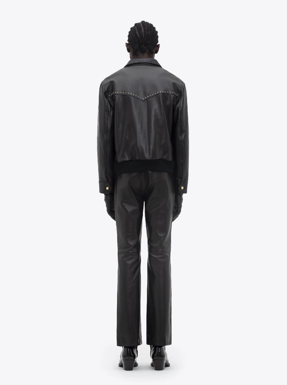 Ernest W. Baker LEATHER WESTERN HARRINGTON JACKET - GOLD STUDDED