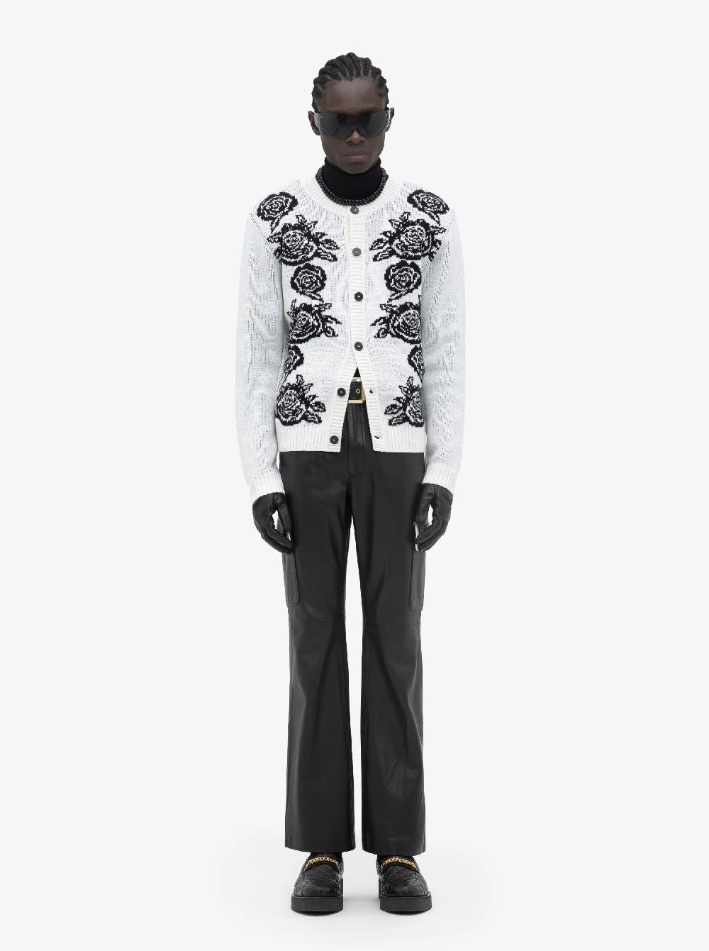 Ernest W. Baker ROSE EMBROIDERED CARDIGAN - WHITE & BLACK