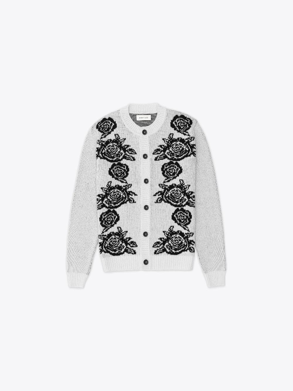 ernest w. baker ROSE EMBROIDERED CARDIGAN - WHITE & BLACK