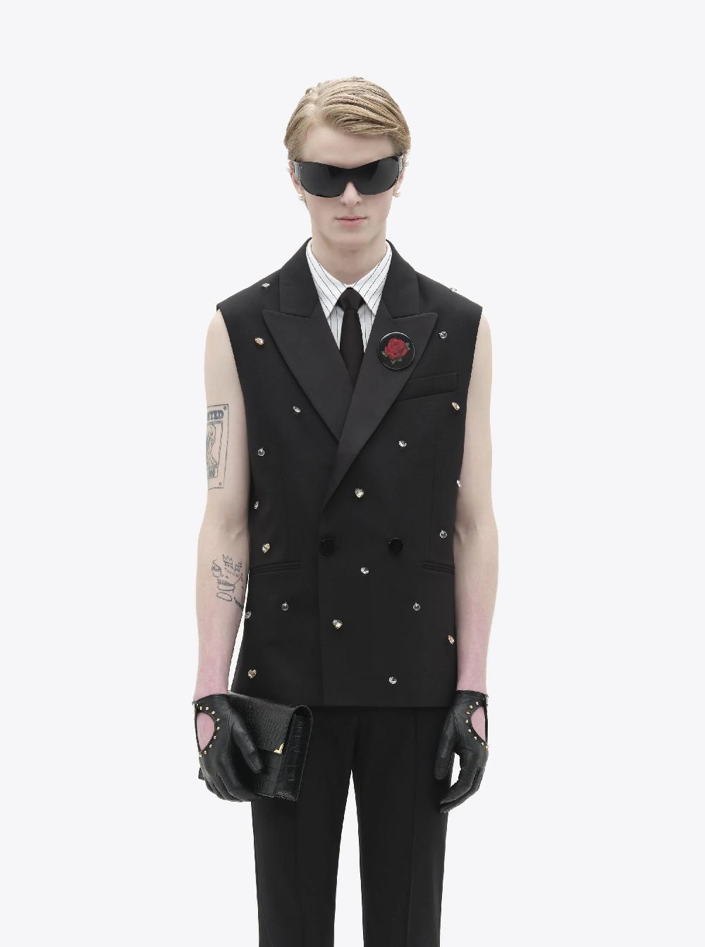 Ernest W. Baker SLEEVELESS DOUBLE BREASTED BLAZER - CHARM APPLIQUÉ