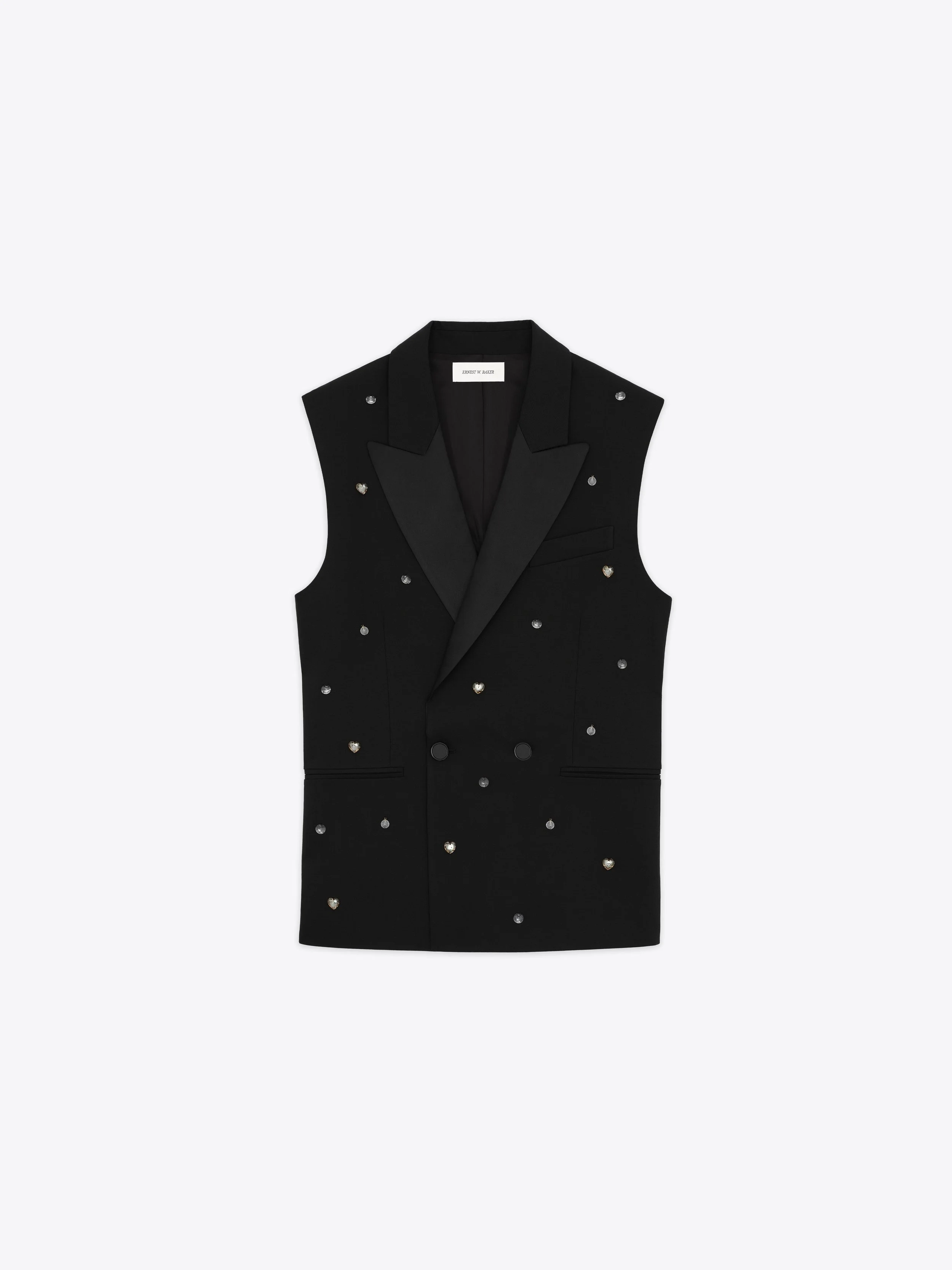 ernest w. baker SLEEVELESS DOUBLE BREASTED BLAZER - CHARM APPLIQUÉ