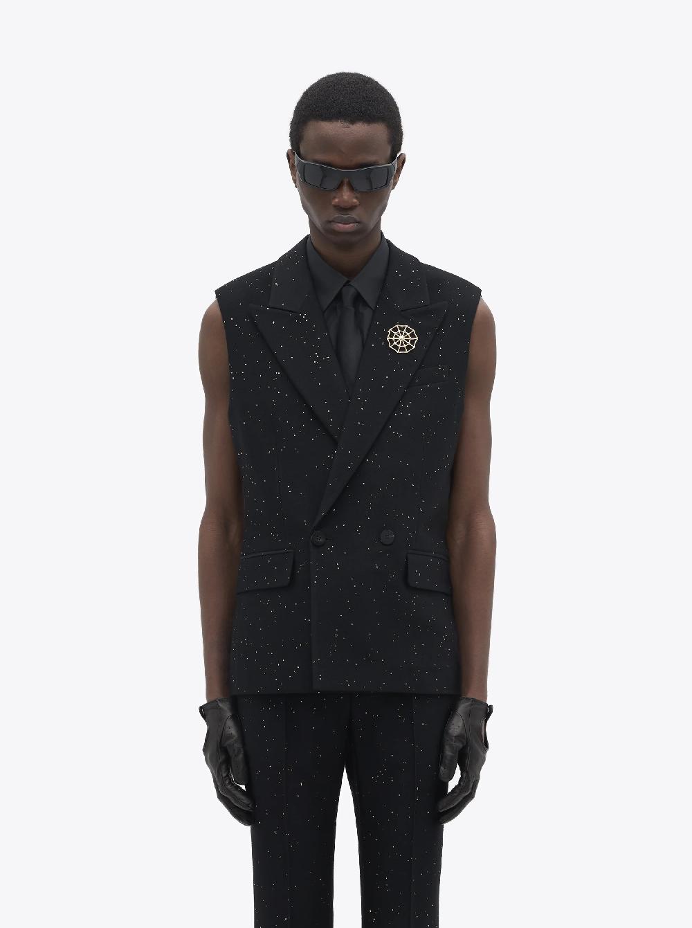 Ernest W. Baker SLEEVELESS DOUBLE BREASTED BLAZER - GOLD SEQUIN