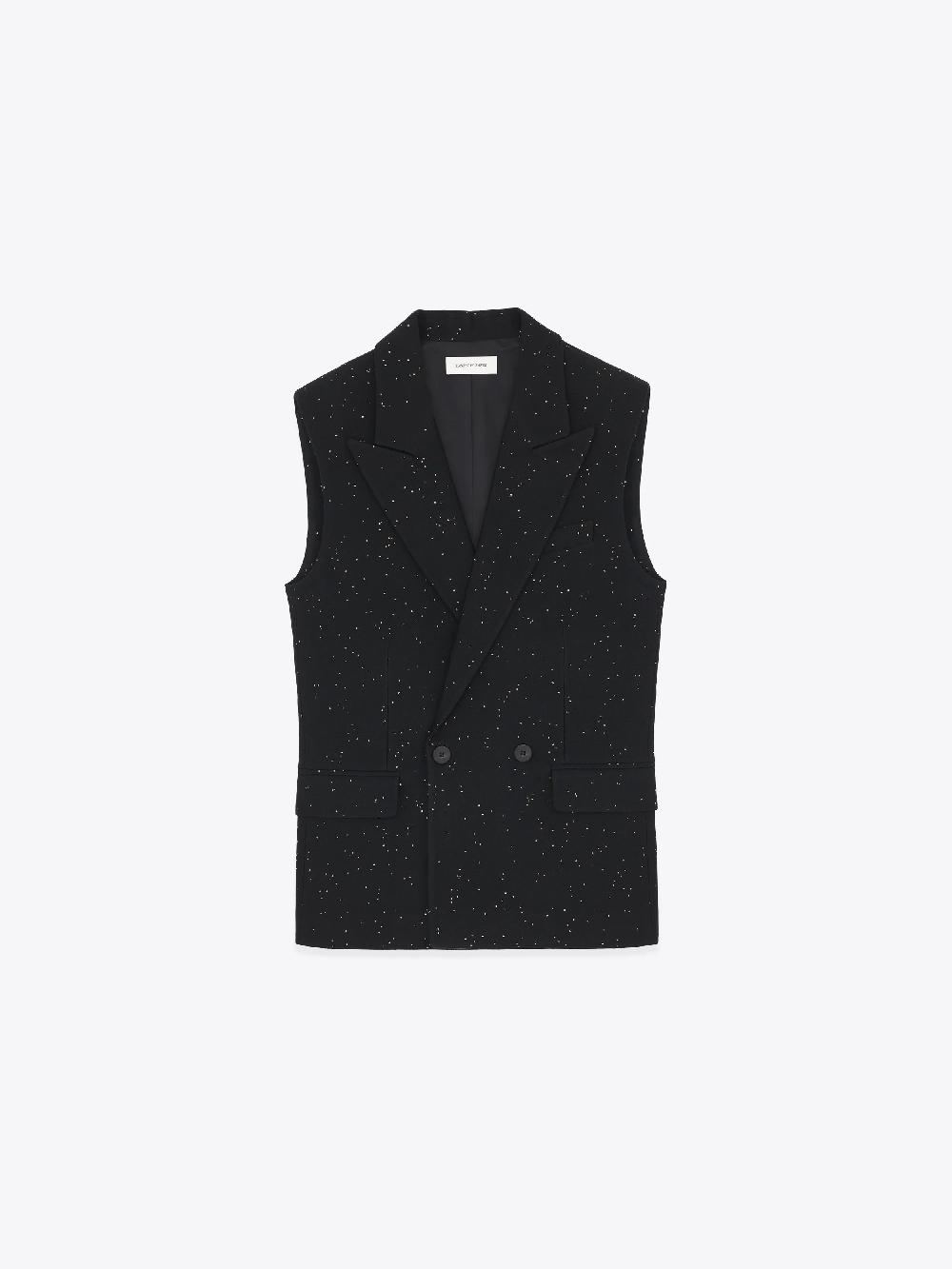 ernest w. baker SLEEVELESS DOUBLE BREASTED BLAZER - GOLD SEQUIN