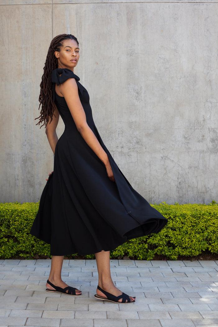 erre Black BOW Fit and Flare Dress