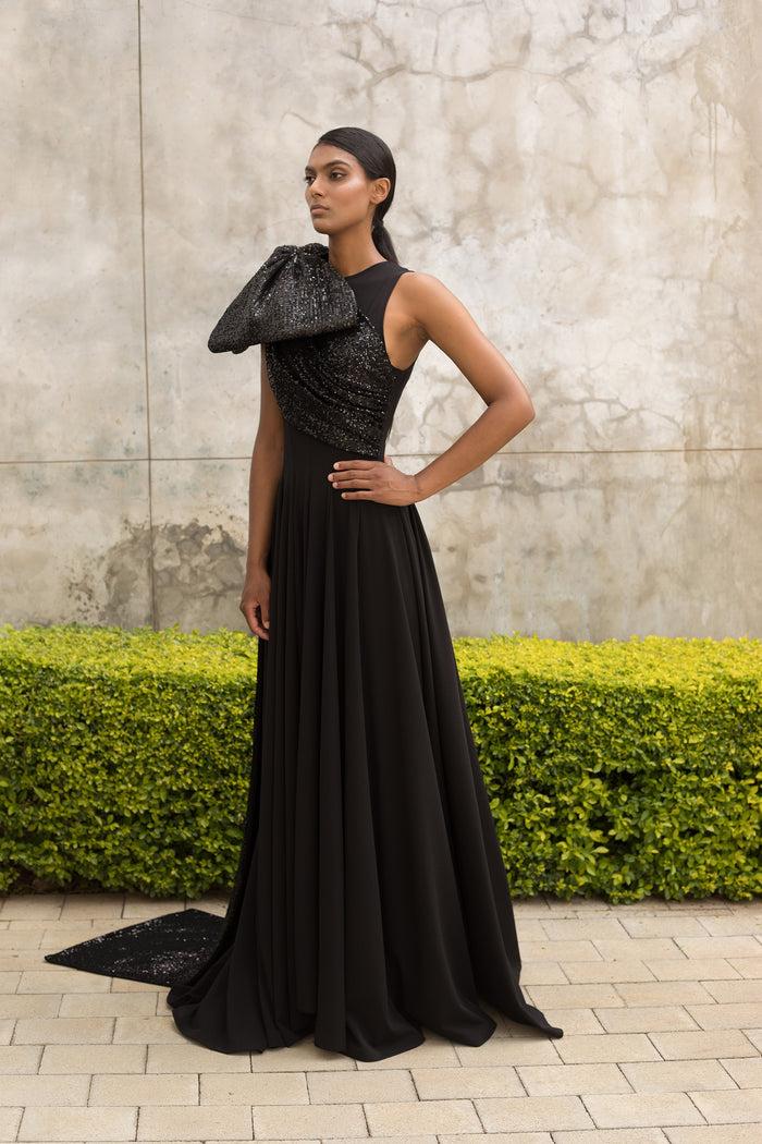 Erre Black Double Bow Dress