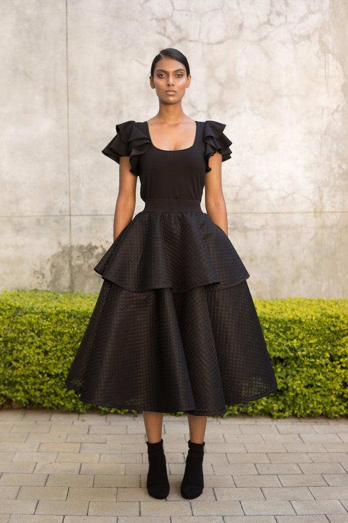 Erre Black Double Circle Skirt
