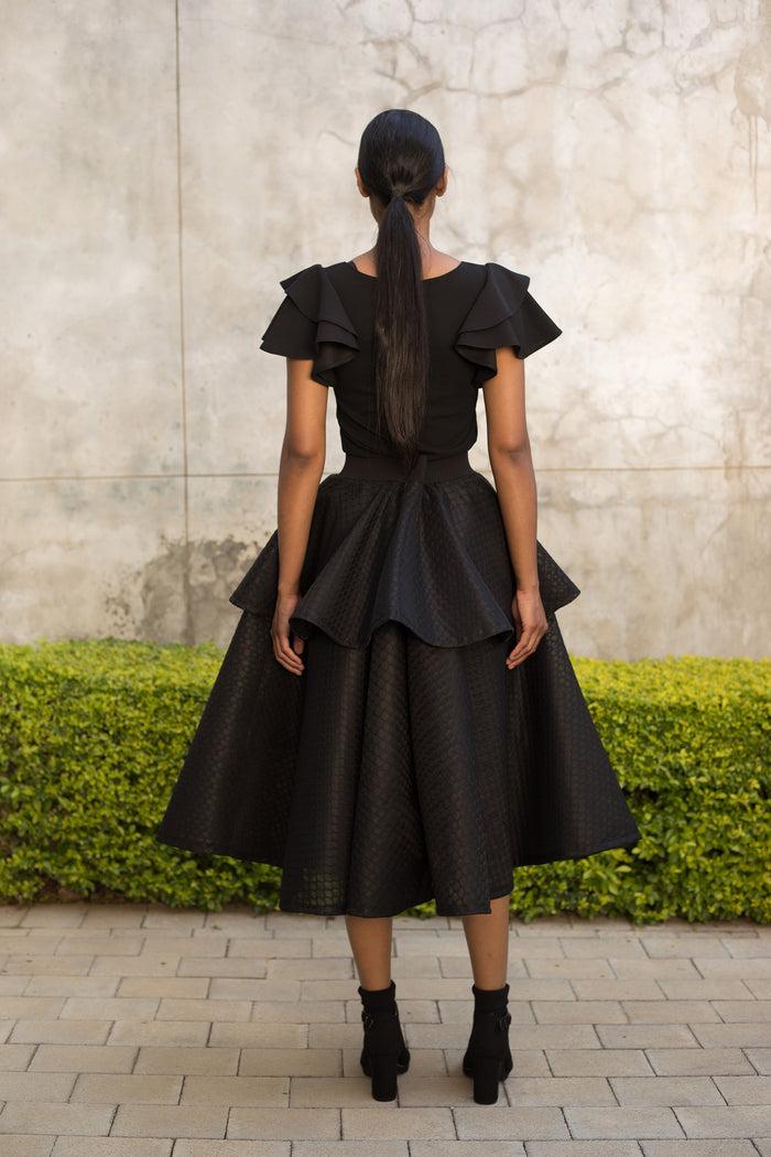 Erre Black Double Circle Skirt