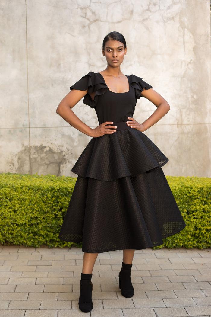 erre Black Double Circle Skirt