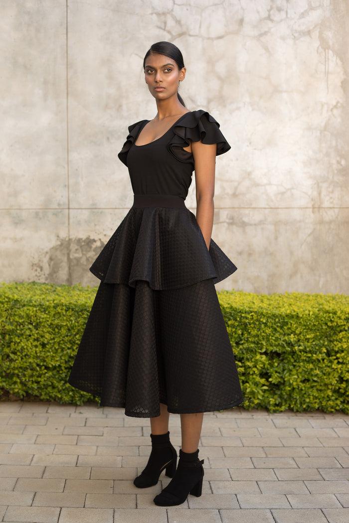 Erre Black Flutter Sleeve Top