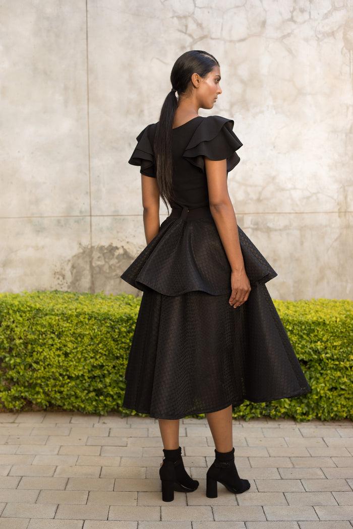 Erre Black Flutter Sleeve Top