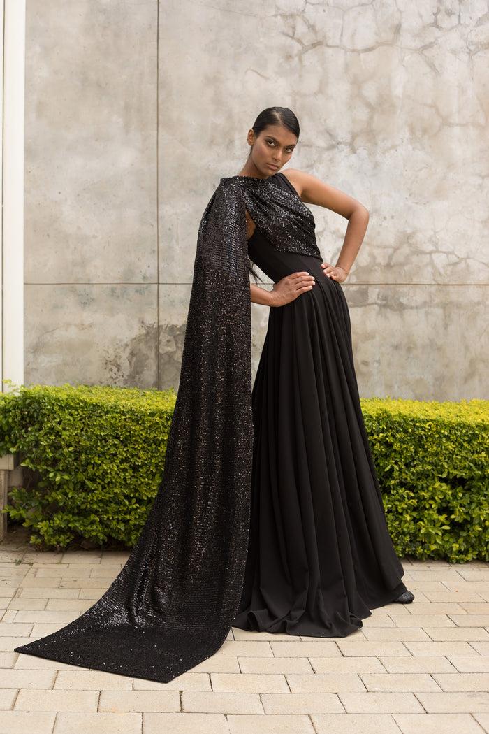 erre Black Multi Way Drape Dress